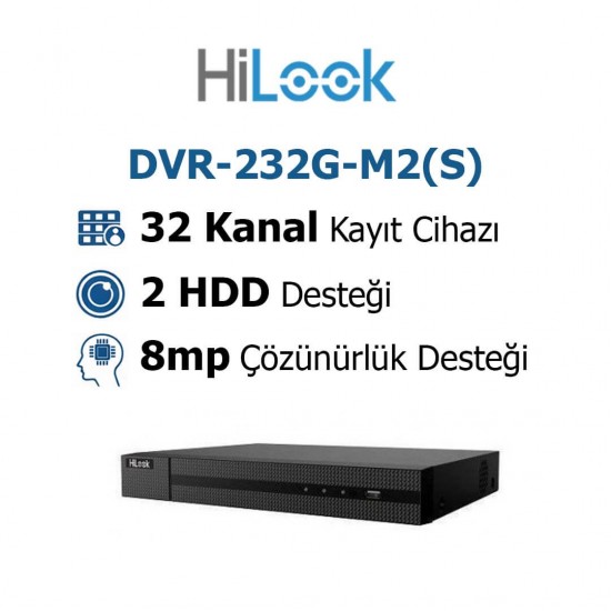 Hilook DVR-232G-M2(S) 32 kanal 8MP hibrit DVR kayıt cihazı ultra HD güvenlik sistemi